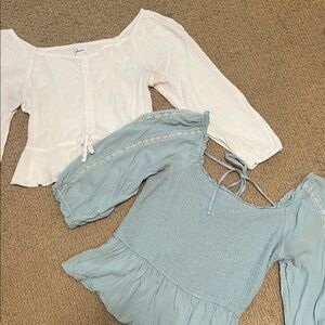 Japna White and Light Blue Blouses